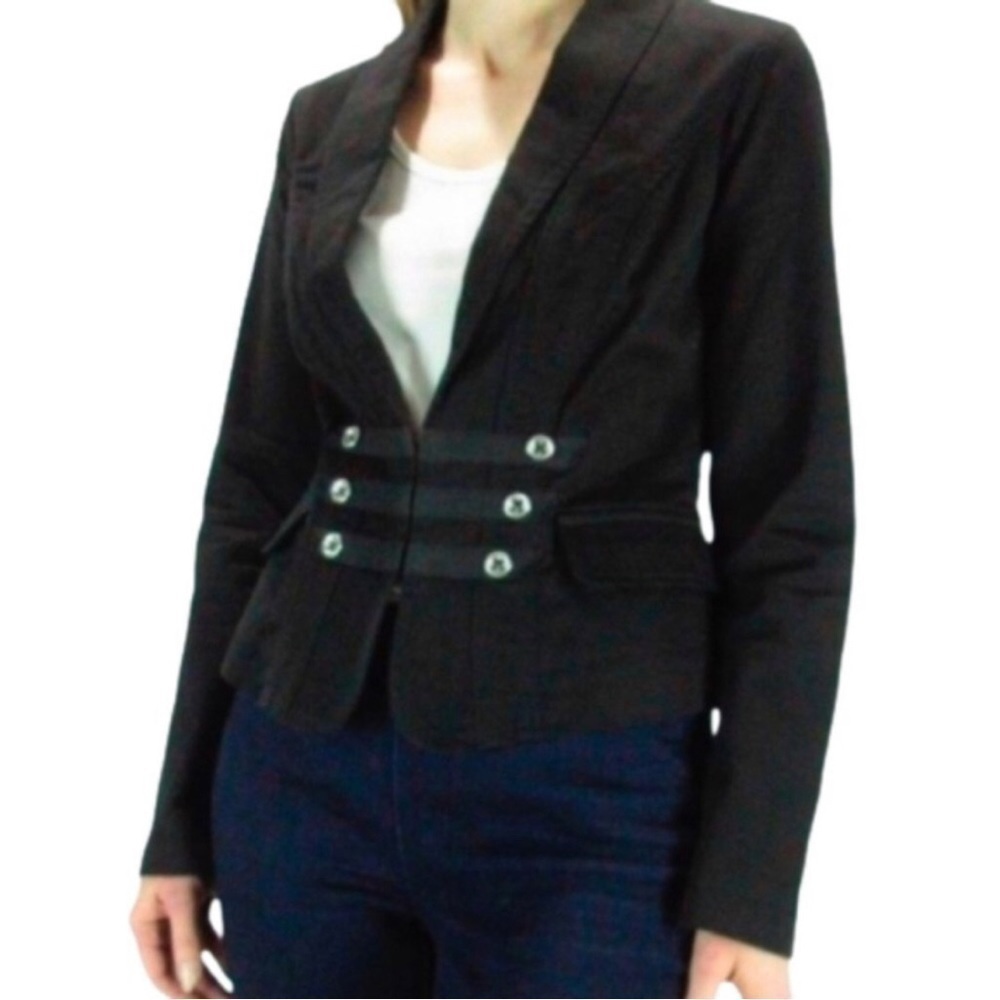 CAbi Style #329 The Band Military Black Blazer w Silver Accent Buttons - Size 8